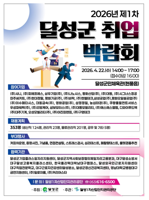 대구 달성군, 우수기업 30개사 참여하는 400명 채용 박람회 개최