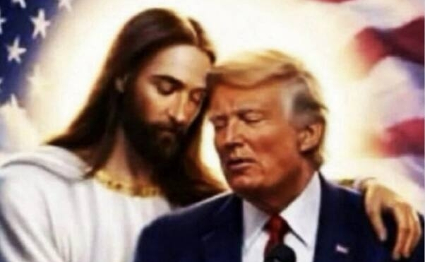 트럼프, 예수품에 안겨…