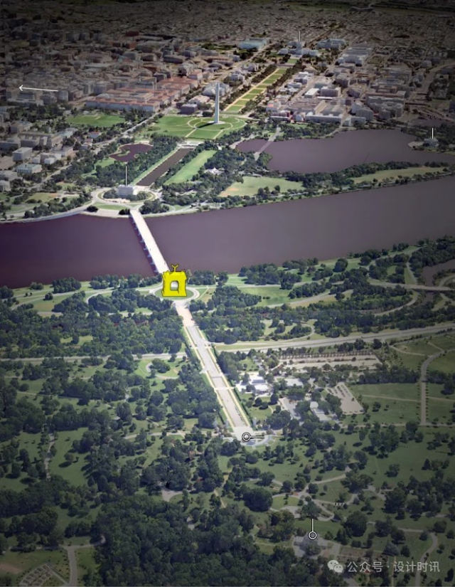 알링턴 국립묘지 입구의 개선문은 미국 상징 축을 연장하는 신고전주의 랜드마크이다.