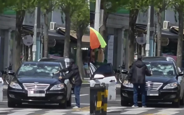 [속보] 망치로 차유리 '쾅쾅' 그안엔 아내와 70대 남성…