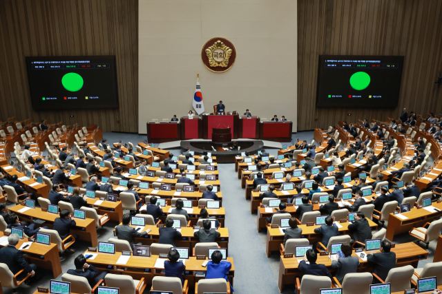 18일 국회에서 열린 4월 임시국회 제6차 본회의에서 제주특별자치도 설치 및 국제자유도시 조성을 위한 특별법 일부개정법률안이 통과되고 있다. 연합뉴스