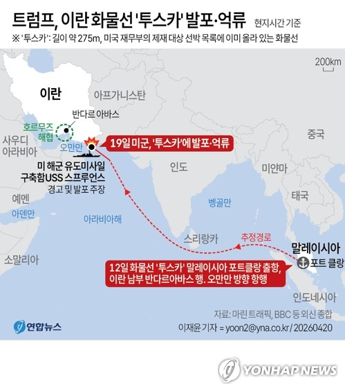 [그래픽] 트럼프, 이란 화물선 