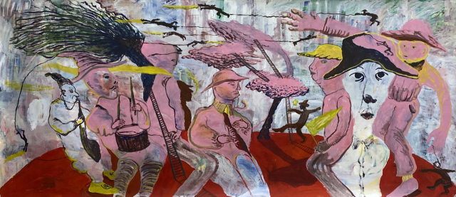 임이삭, The windy, 2025, acrylic, gouache on paper, 360x150cm