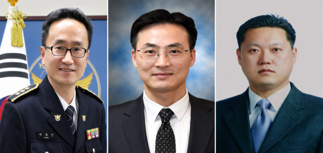 왼쪽부터 박철민 경북청 홍보계장, 정선중 경비경호계장, 한재웅 정보상황계장.