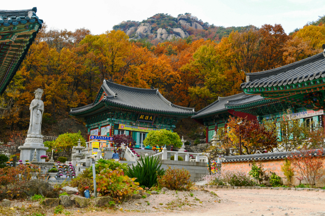 의정부 도봉산과 이어진 사패산에 고즈넉히 자리한 회룡사. 주변 경관이 아름다워 드라마 촬영지로도 유명하다. 의정부시 제공