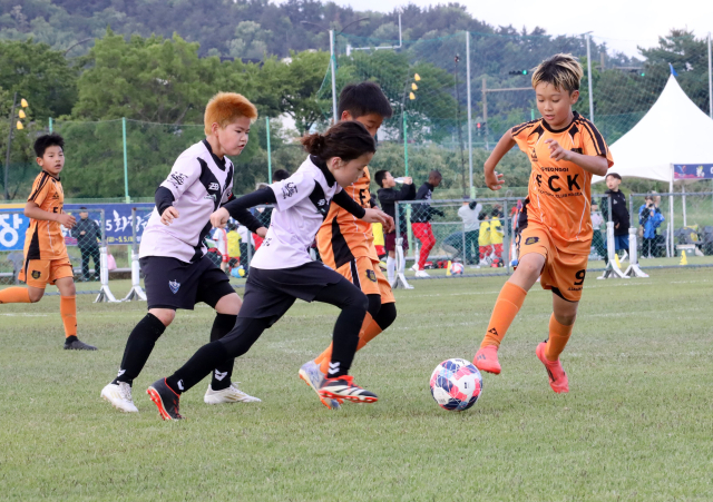 2025 화랑대기 전국 유소년 축구대회 U-10 축구 페스티벌에서 경기 장면. 경주시 제공