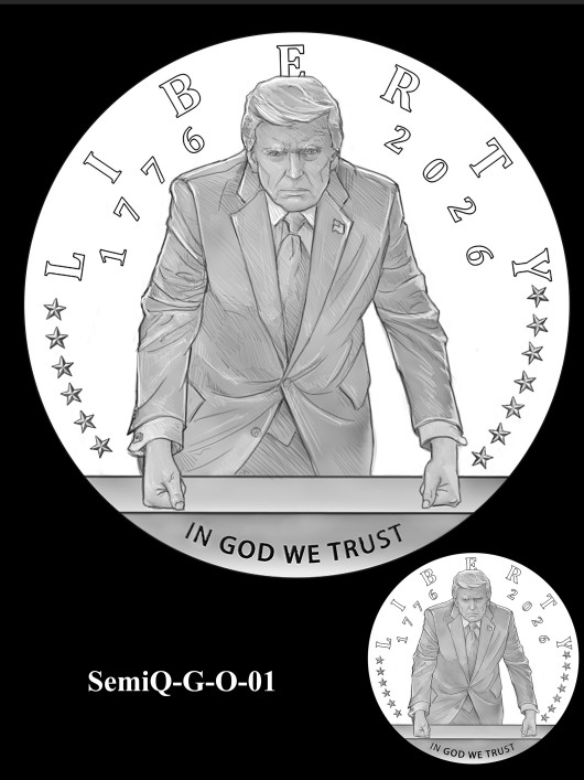 미국 조폐국이 미술위원회에 제출한 기념주화 시안. 미국 조폐국 자료