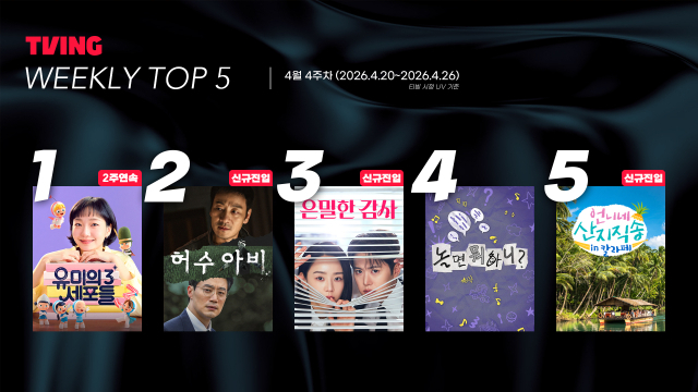 티빙, 주간 콘텐츠 순위 TOP 5 공개