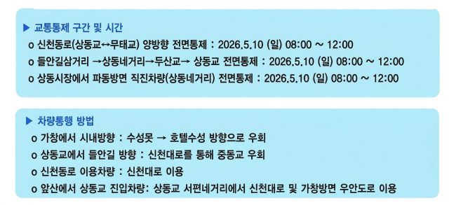 대구시가 제공한 제22회 대구시장기 철인3종경기에 따른 교통통제 사항. 대구시 제공