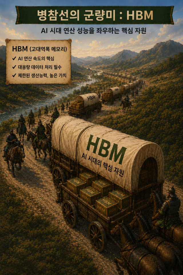HBM=AI 시대 병참선 군량미. AI로 형성한 이미지