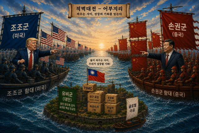 적벽대전=미·중 반도체 전쟁과 대만의 부상. AI로 형성한 이미지