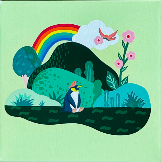이지원, 기쁜 소식-무지개, acrylic on canvas, 30x30cm, 2025