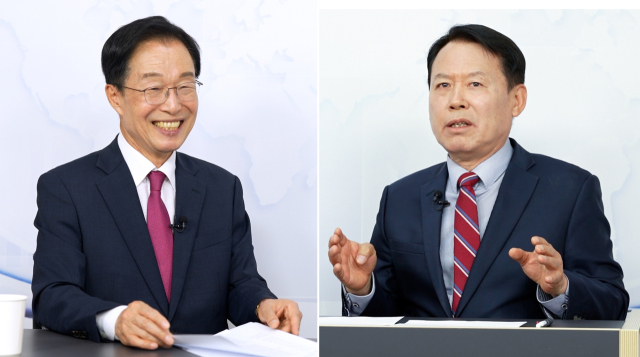 임종식(왼쪽, 현 경북교육감)·김상동(전 경북대 총장) 경북교육감 예비후보가 매일신문사 유튜브 채널 매일신문TV에 출연해 교육감 출마 이유와 정책에 대해 설명하고 있다. 매일신문TV