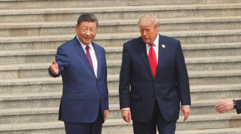 트럼프, 中 인민대회당 도착…방중 환영행사 시작