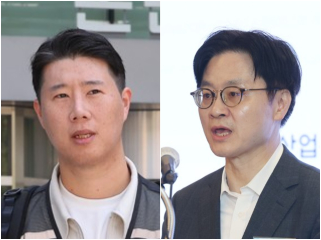 (좌)최승호 초기업노조 삼성전자지부 위원장, (우)김정관 산업통상부 장관. 연합뉴스.