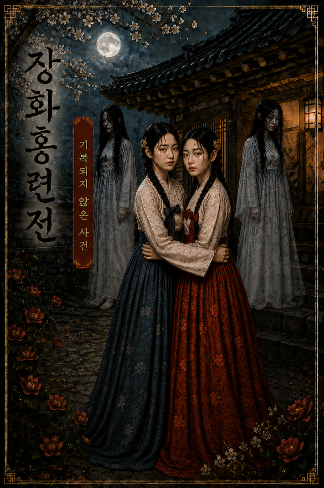 [고전 팩션 시리즈] ③장화홍련전-기록되지 않은 사건 표지. AI로 생성한 이미지