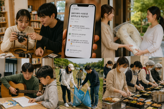 필름카메라 사용법을 알려주거나 육아용품을 나누고, 아이에게 기타를 가르치거나 환경 정화 활동과 무료 도시락 봉사에 참여하는 등 자신의 시간을 써가며 낯선 이를 도와주는 이들의 모습. 거창한 이유를 기대했지만 돌아온 답은 짧았다. 