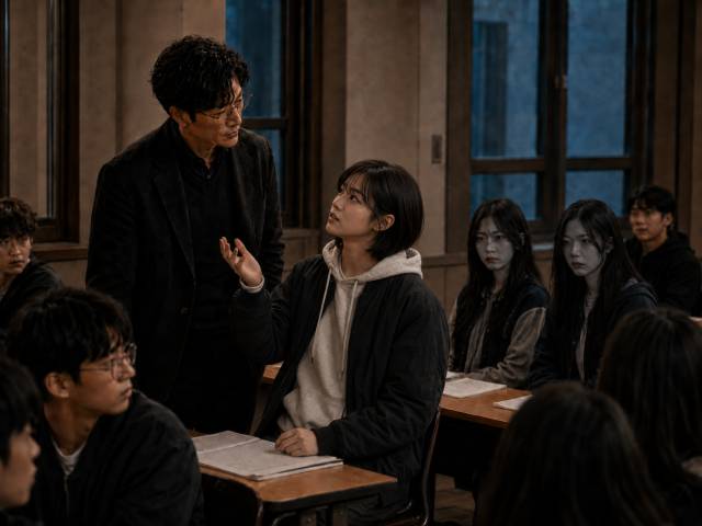 교수와 윤재, 그리고…. AI로 생성한 이미지