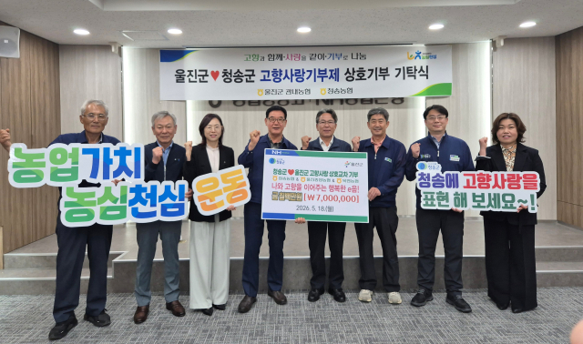 울진군과 청송군농협 고행사랑기부제 상호기탁. 농협울진군지부 제공