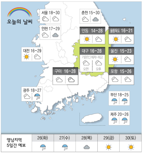 [날씨] 5월 25일(월) 