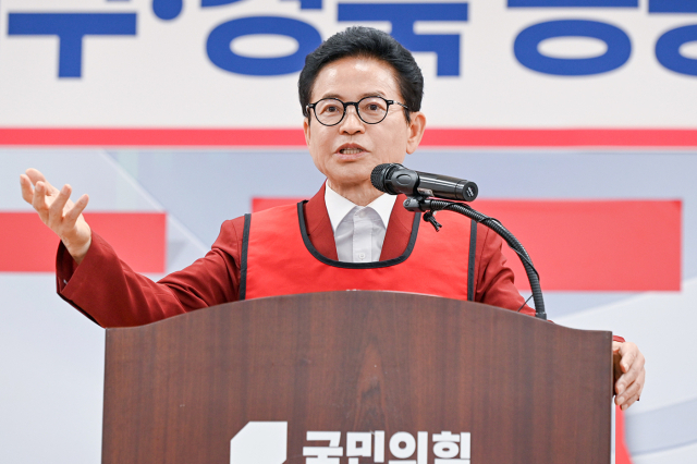 이철우 국민의힘 경상북도지사 후보가 25일 대구시당에서 열린 대구경북 공동 비전선포식에서 발언하고 있다. 이철우 후보 캠프 제공