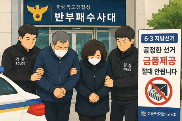 청도군선거관리위원회는 이들이 청도군수 선거와 관련해 선거구민에게 현금을 제공한 혐의로 경북경찰청에 고발했다고 밝혔다. AI 생성이미지