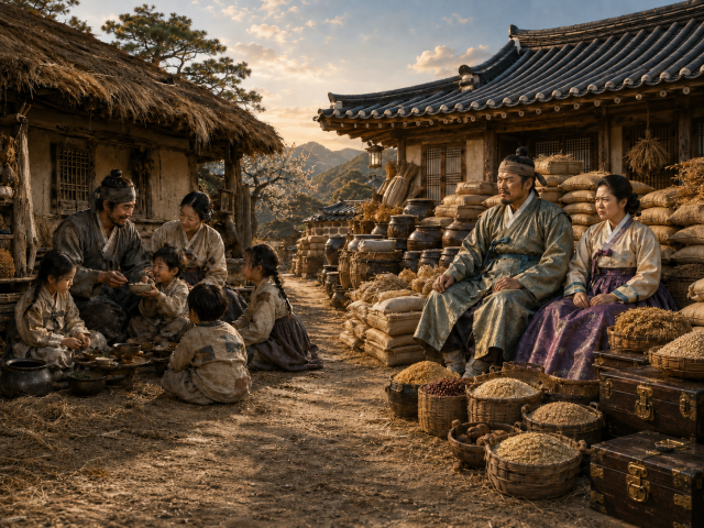 흥부네 가족(왼쪽)과 놀부네 가족. AI로 생성한 이미지