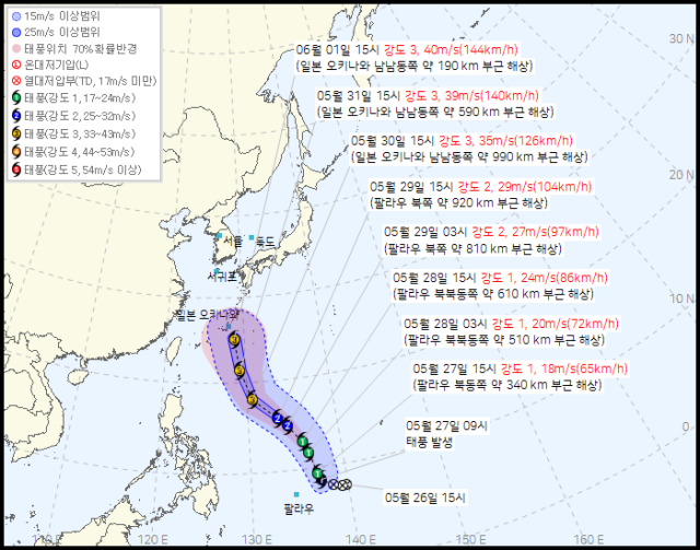 태풍 장미 경로. 기상청 제공