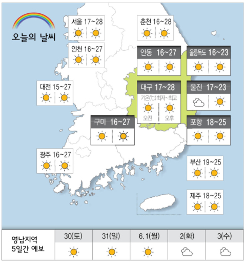 [날씨] 5월 29일(금) 
