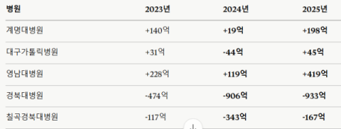 의정갈등 이후 흑자 회복한 대형병원들…경북대만 '나홀로 적자 심화'