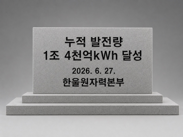 한울원자력본부 누적발전량 1조4천억kWh 달성 기념비. 한울본부 제공
