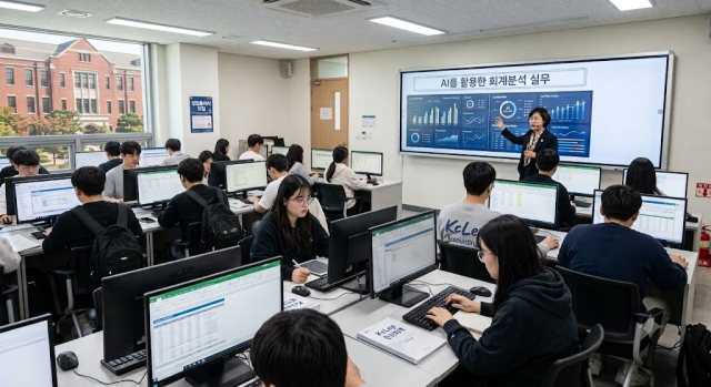 계명문화대학교 AI경영학부 AI회계정보전공 수업 모습. 계명문화대 제공(챗GPT 생성 이미지)