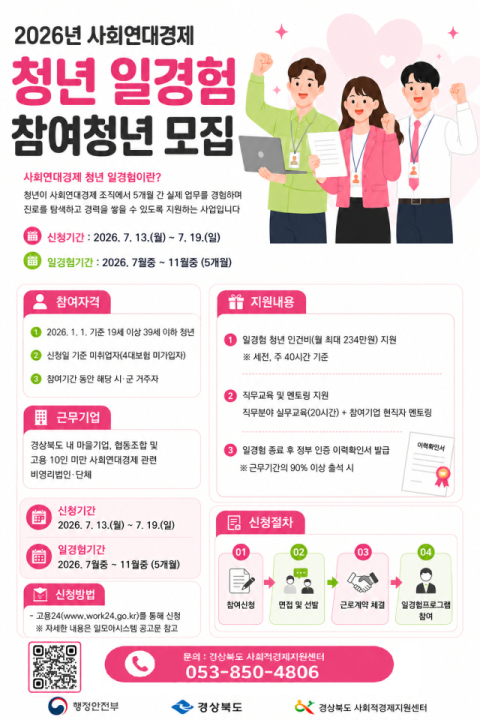 영주시, 사회연대경제 청년 일경험 참여자 5명 모집