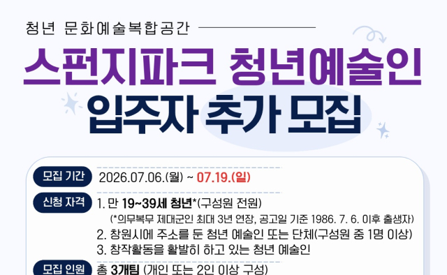 창원 청년예술인 창작공간 '스펀지파크' 입주자 추가 모집