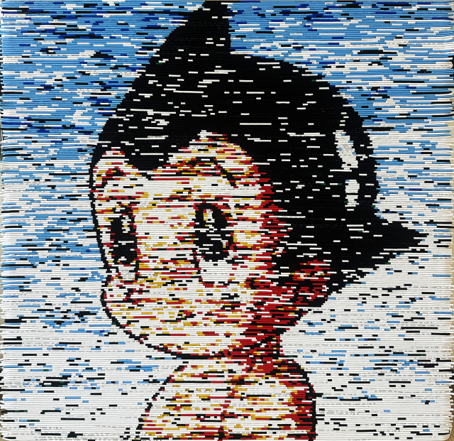 장수익, 글리치(glitch), 50X50cm, 판넬 위 전선, 클리어, 2026
