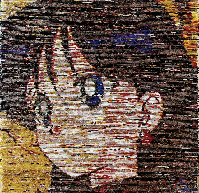 장수익, 글리치(glitch), 50X50cm, 판넬 위 전선, 클리어, 2026