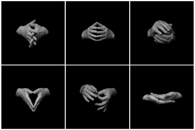 김수자, 연역적 언어, 2024-2025, 작가의 손 사진, 아카이벌 피그먼트 프린트, each 41.8 x 41.8 cm