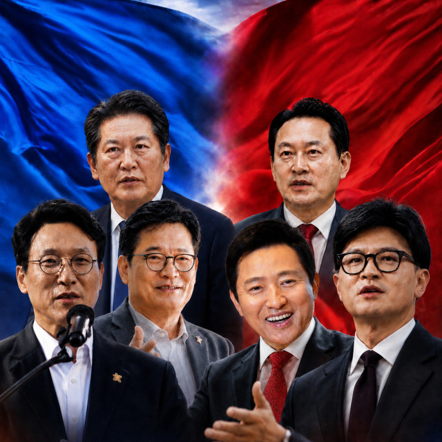 진보와 보수의 당권주자들을 AI로 생성한 이미지