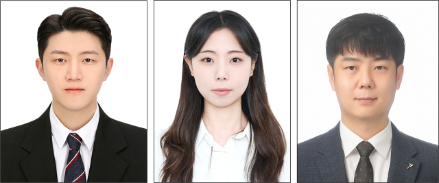 (왼쪽부터) 손준혁 석사연구원(1저자), 정효진 석사연구원(2저자), 안유찬 교수(교신저자). 계명대학교 제공