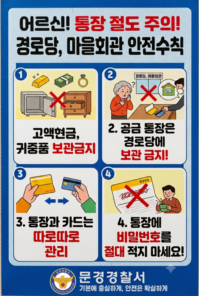 문경경찰서가 자체 제작한 경로당 절도 피해 예방 전단지. 문경경찰서 제공