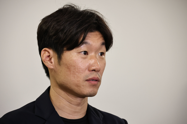 박지성 K-축구 혁신위원회 공동위원장이 27일 서울 종로구 국립현대미술관 서울관에서 열린 