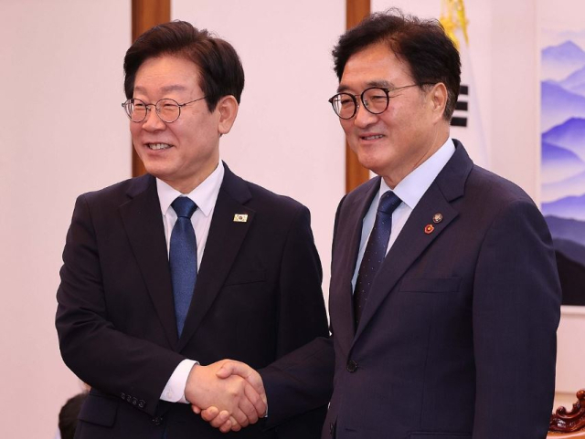 지난 2024년 8월 19일 이재명 대통령(당시 더불어민주당 대표)이 우원식 당시 국회의장을 예방한 모습. 연합뉴스