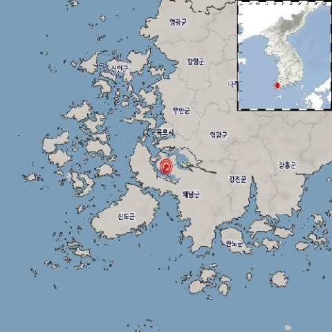 [속보] 전남 해남 서북서쪽 20km서 규모 2.4 지진…기상청 