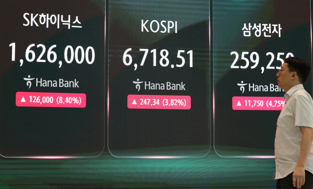 코스피 5% 뛰며 '사이드카'…삼전 7%·하닉 11% 급등