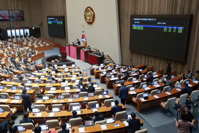 20일 국회에서 열린 8월 임시국회 제1차 본회의에서 최용훈·최길수·강지식 특별감찰관 후보자 추천안이 통과되고 있다. 연합뉴스