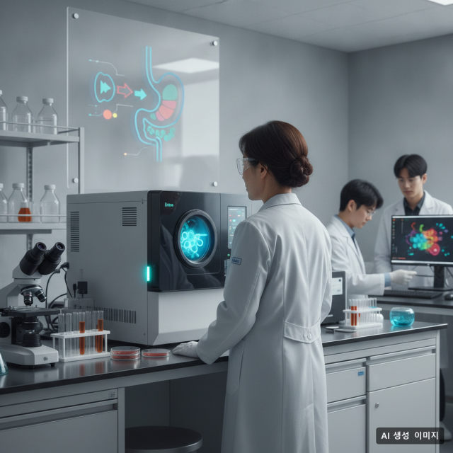 연세대 시스템생물학과 김지현 교수 연구진이 입속 미생물이 장으로 이동하는 정도를 분석해 위암과 대장암을 판별하는 새로운 마이크로바이옴 기반 진단 지표를 개발했다. (AI 생성 이미지)