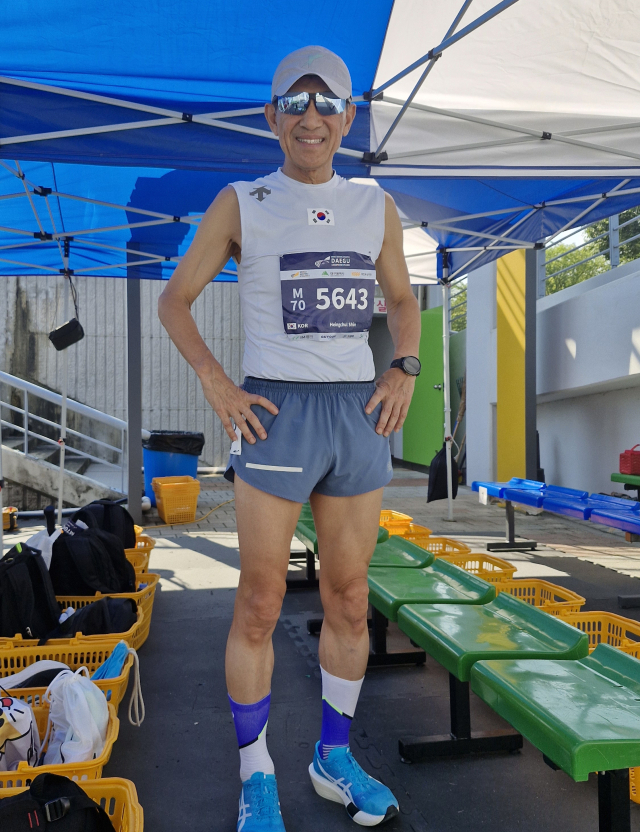 10km 달리기 남자 70세 이상 부문 우승자 신행철 씨. 대구시·2026대구세계마스터즈육상대회 조직위원회 제공