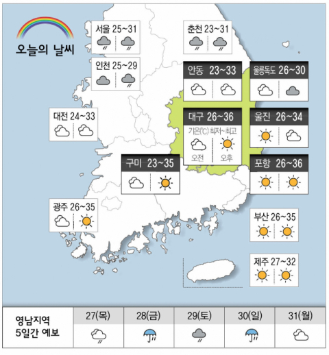 [날씨] 8월 26일(수) 