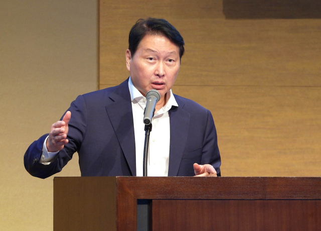 최태원 대한상공회의소 회장이 30일 일본 센다이 웨스틴호텔에서 열린 