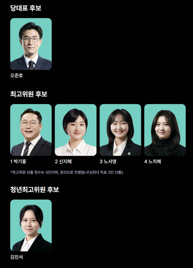 기본소득당 2026 하반기 전국동시당직선거 후보자 명단. 기본소득당 홈페이지
